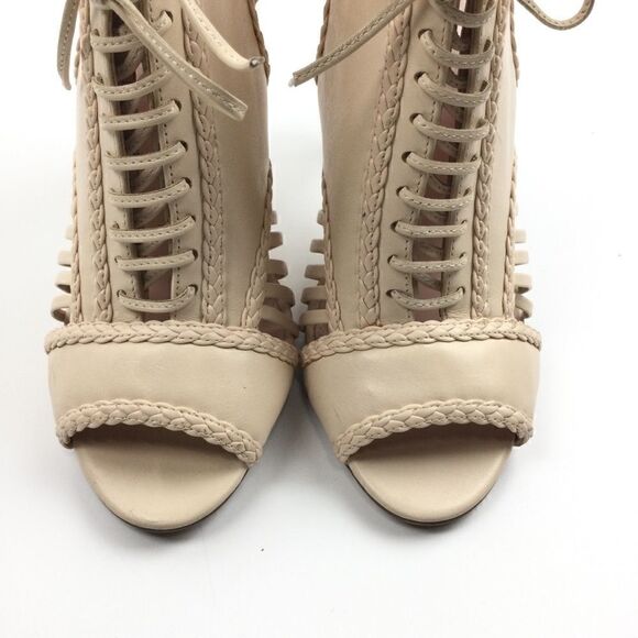 Avec Les Filles Pink Heels, Peep Toe Laced Booties, Size - 9M - Picture 11 of 13